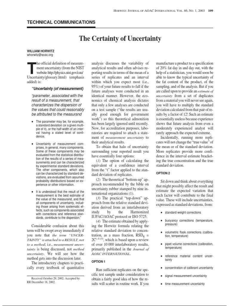The Certainty of Uncertainty | PDF | Uncertainty | Standard Deviation