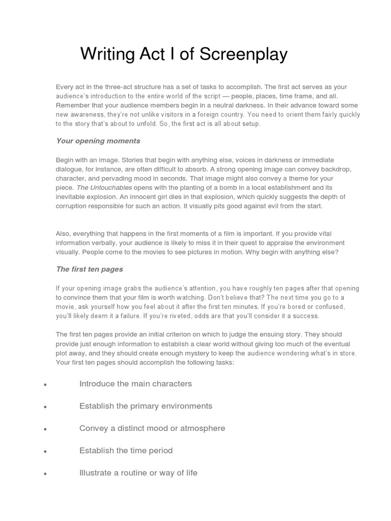 How To Write Act I of Screenplay | PDF | Plot (Narrative)