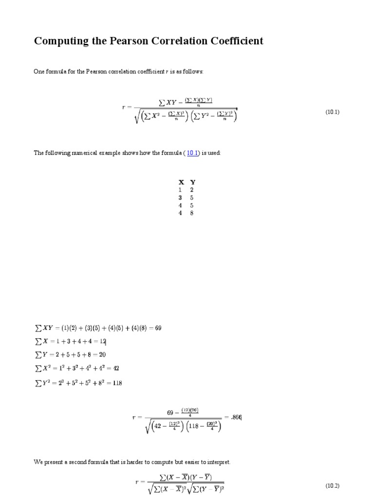 Computing The Pearson Correlation Coefficient | PDF | Correlation And ...