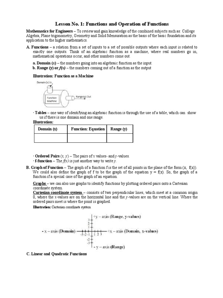 Lesson No.1.LECTURE - MATH FOR ENGINEERS - Function and Algebraic ...