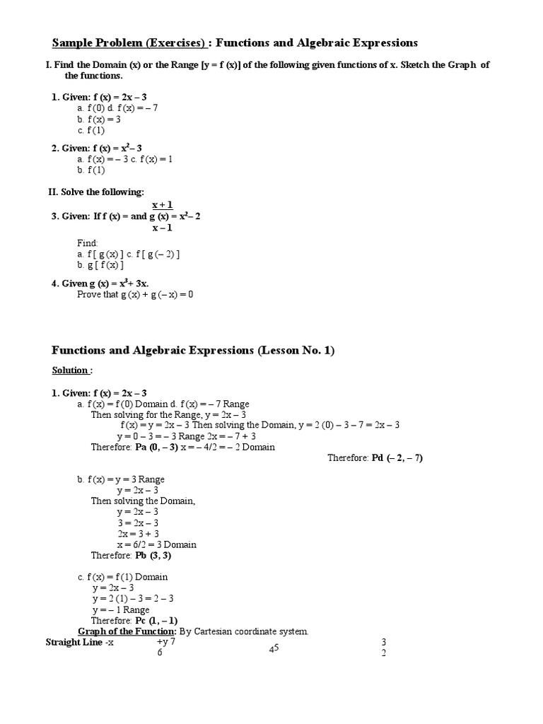 Algebraic Functions and Expressions Guide | PDF | Function (Mathematics ...