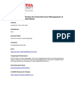 Critical Success Factors For Crisis Recovery Management: A Case Study of Phuket Hotels