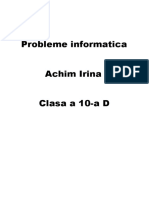 Probleme Informatica Achim Irina Clasa A 10-A D