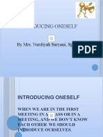 Introducing Oneself: by Mrs. Nurdiyah Suryani, SPD