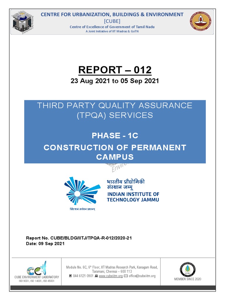 TPQA Report for IIT Jammu Campus | PDF | Concrete | Tamil Nadu