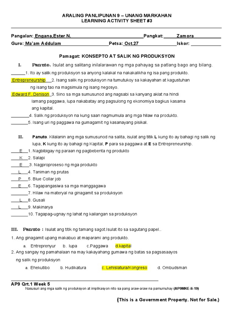 Ap 9 Q1 Las 3 | PDF