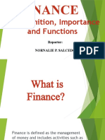 Finance, ITS DEFINITION, IMPORTANCE AND FUNCTION
