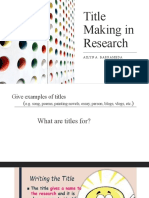 Title Making in Research