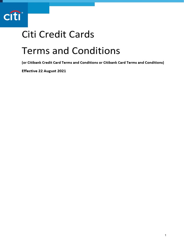 Citi Credit Cards Terms and Conditions A Comprehensive Summary of Key