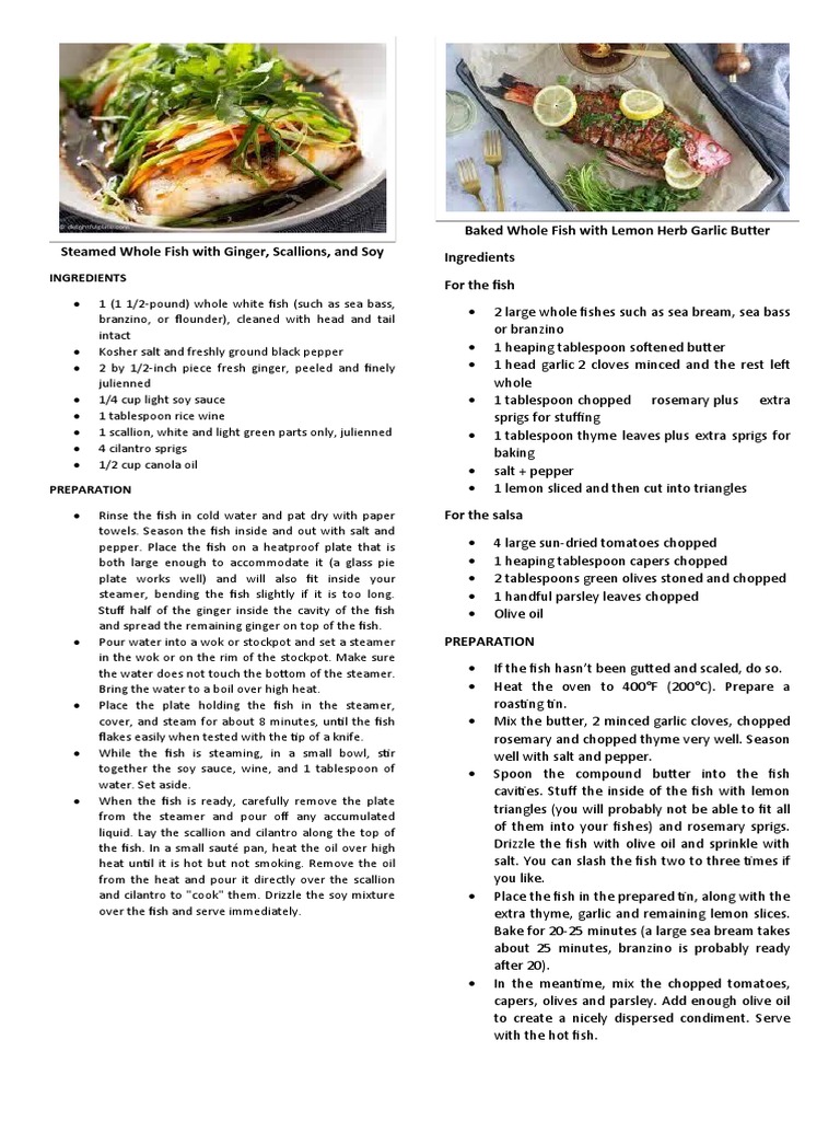 Fish Dish Recipe PDF Bread Crumbs Garlic