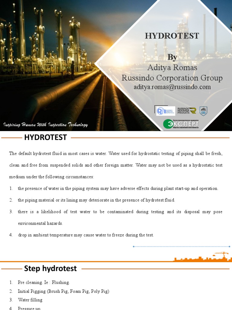 Analysis of Hydrostatic Testing Procedures and Requirements for Piping