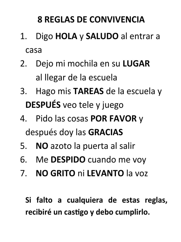 8 Reglas de Convivencia | PDF, image size:768x1024