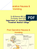 Post Operative Nausea & Vomiting: Dr.M.Kannan MD DA Professor and HOD