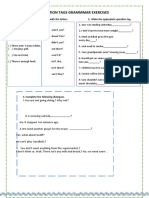 Question Tags Grammmar Exercises