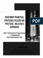 Investment Promotion, Strategies, Policies and Practices - Malaysia'S Experience
