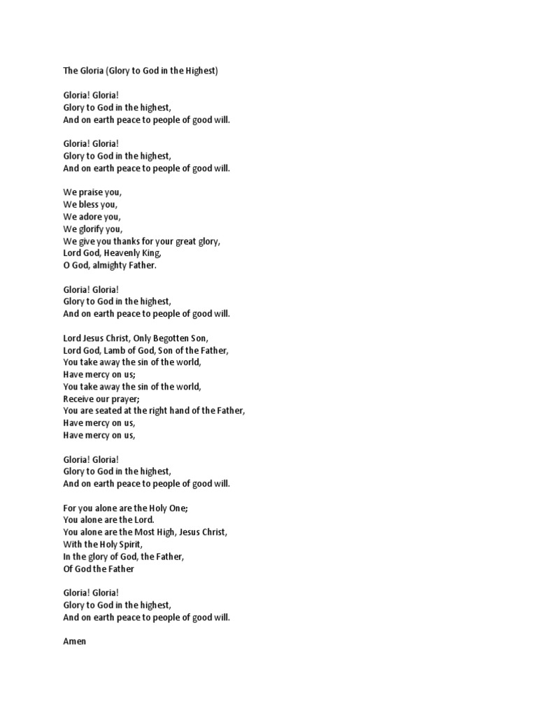 The Gloria Lyrics PDF