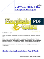 English Pair of Words MCQs &#038 How To Solve English Analogies