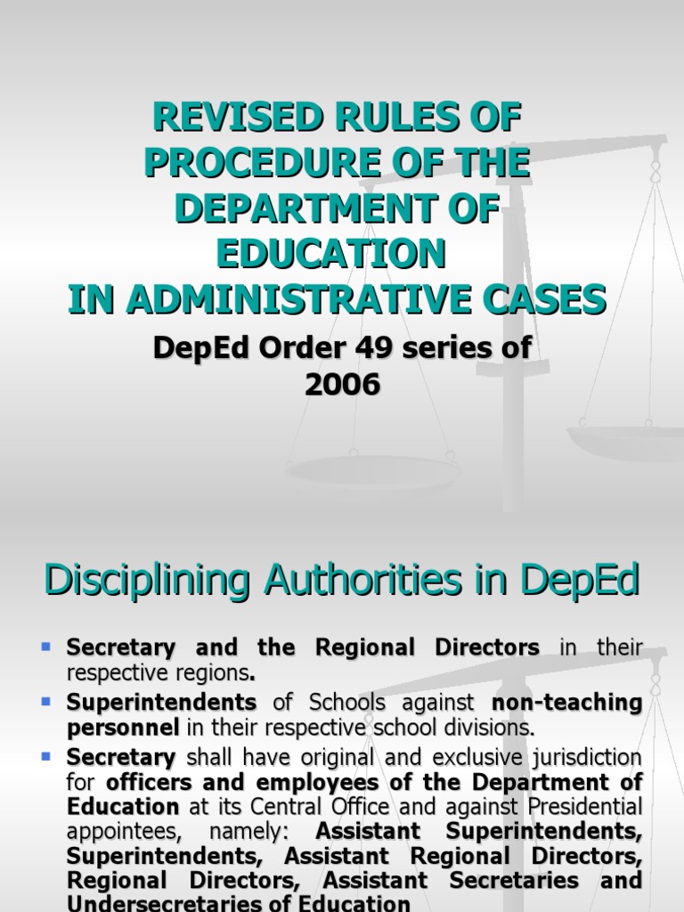 Revised Rules of Procedure of The Department of Education in