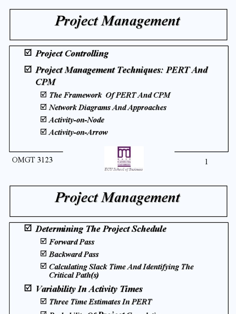 Project Management Techniques: PERT & CPM | PDF | Project Management ...