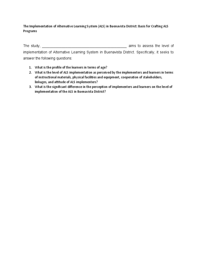 ALS Implementation in Buenavista District | PDF | Career & Growth