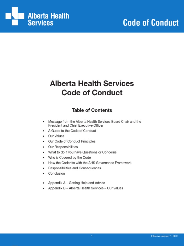 AHS Code of Conduct Version 2 | PDF | Regulatory Compliance ...