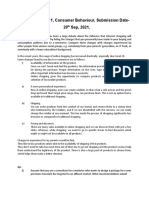 Assignment - 1, Consumer Behaviour, Submission Date-20 Sep, 2021