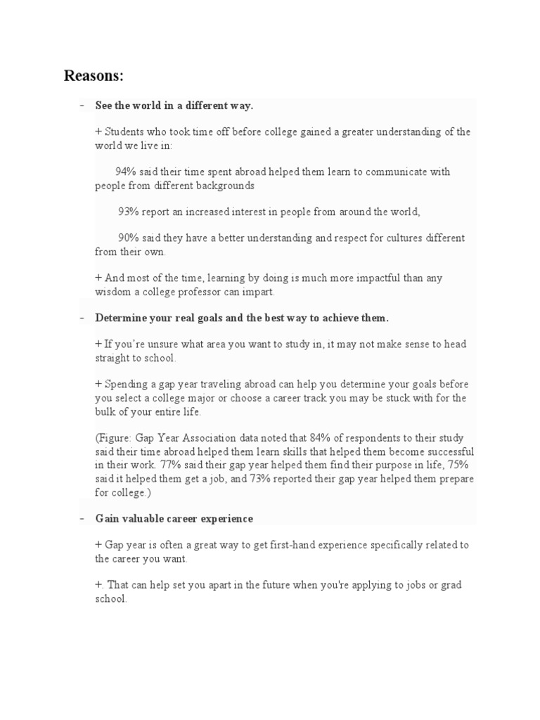 Outline Gap Year Pdf Learning Behavior Modification
