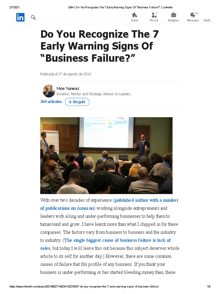 (99+) Do You Recognize The 7 Early Warning Signs of "Business Failure