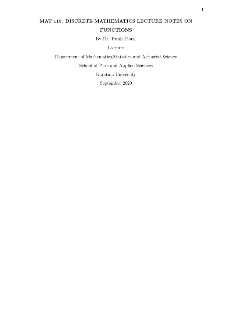 MAT 115 Functions Lecture Notes | PDF | Function (Mathematics) | Domain ...