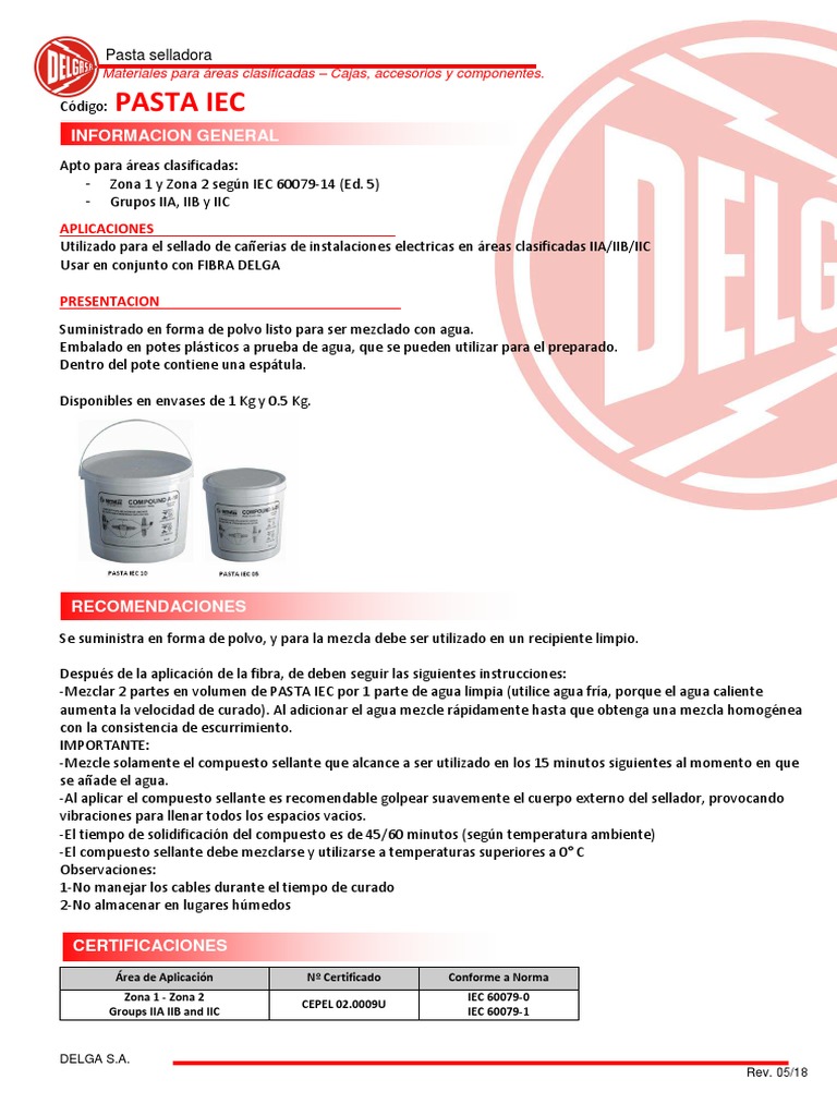 Ficha Tecnica PASTA IEC PDF