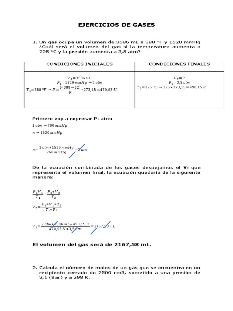 Ejercicios Ley de Los Gases | PDF | Gases | Física