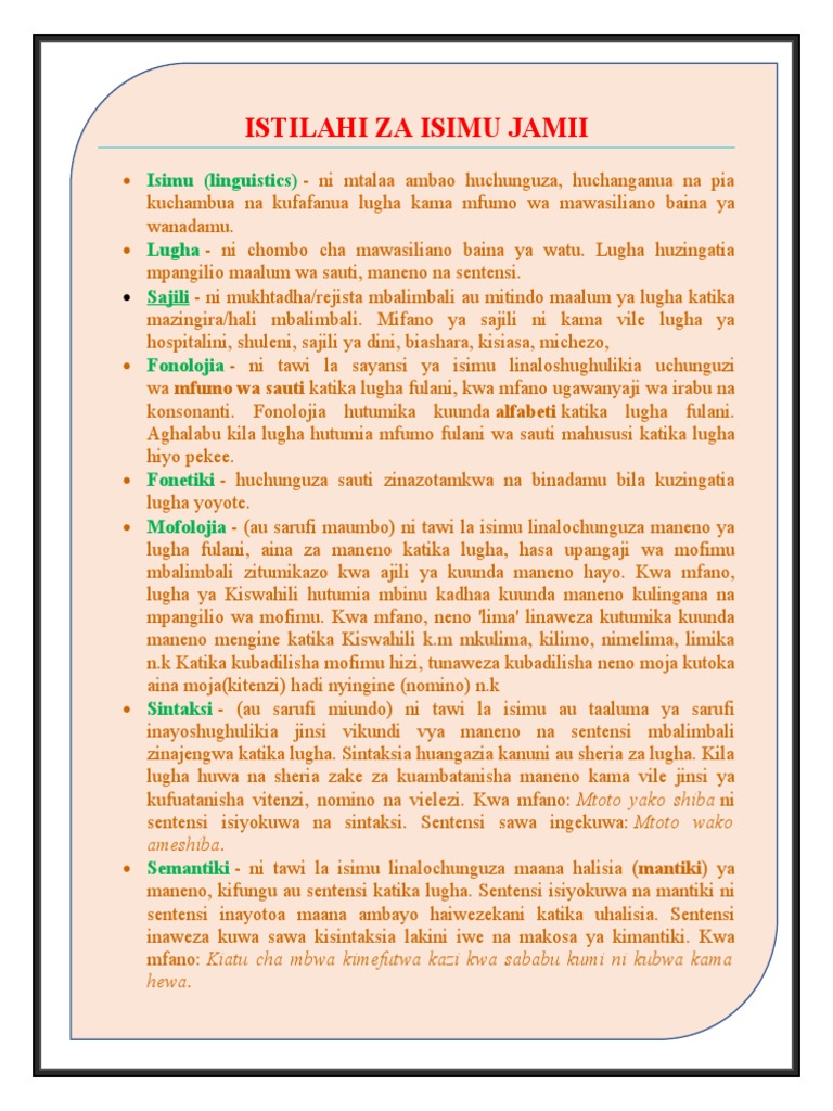 Istilahi Za Isimu Jamii | PDF