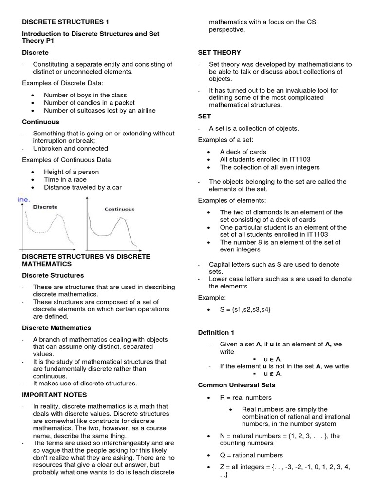 Discrete Structure | PDF | Set (Mathematics) | Numbers