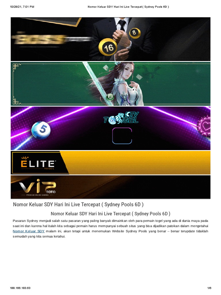 Nomor Keluar Sdy Hari Ini Live Tercepat Sydney Pools 6d Pdf