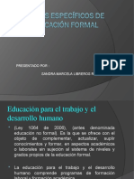ASPECTOS ESPECÍFICOS DE LA EDUCACIÓN FORMAL