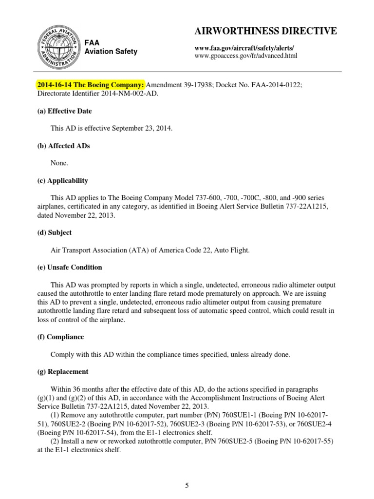 Airworthiness Directive: FAA Aviation Safety | PDF | Aviation | Aerospace