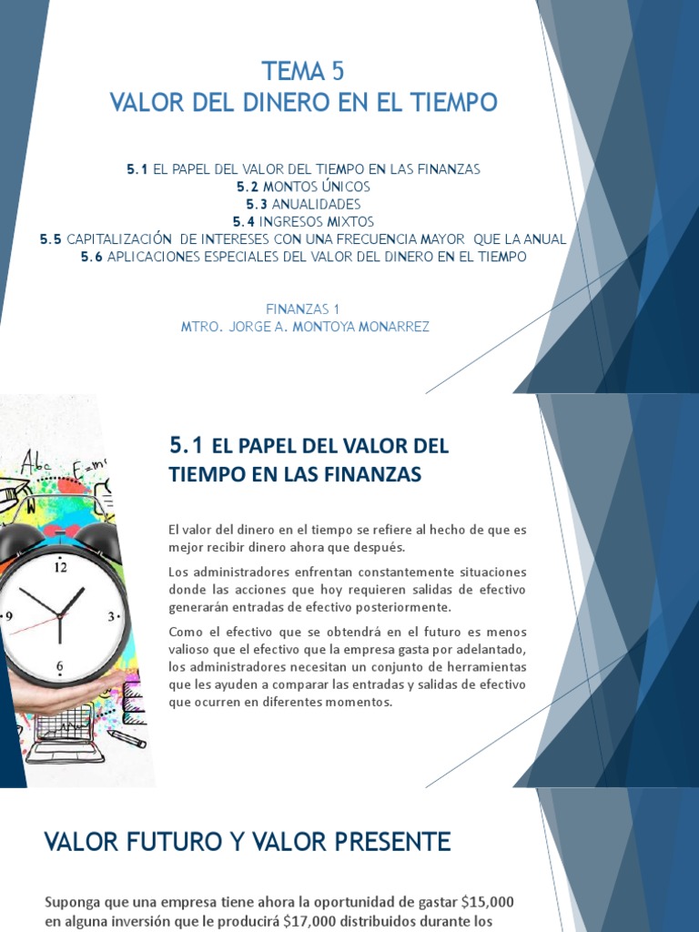 Tema 5 Valor Del Dinero en El Tiempo | PDF | Interés | Tasas de interés