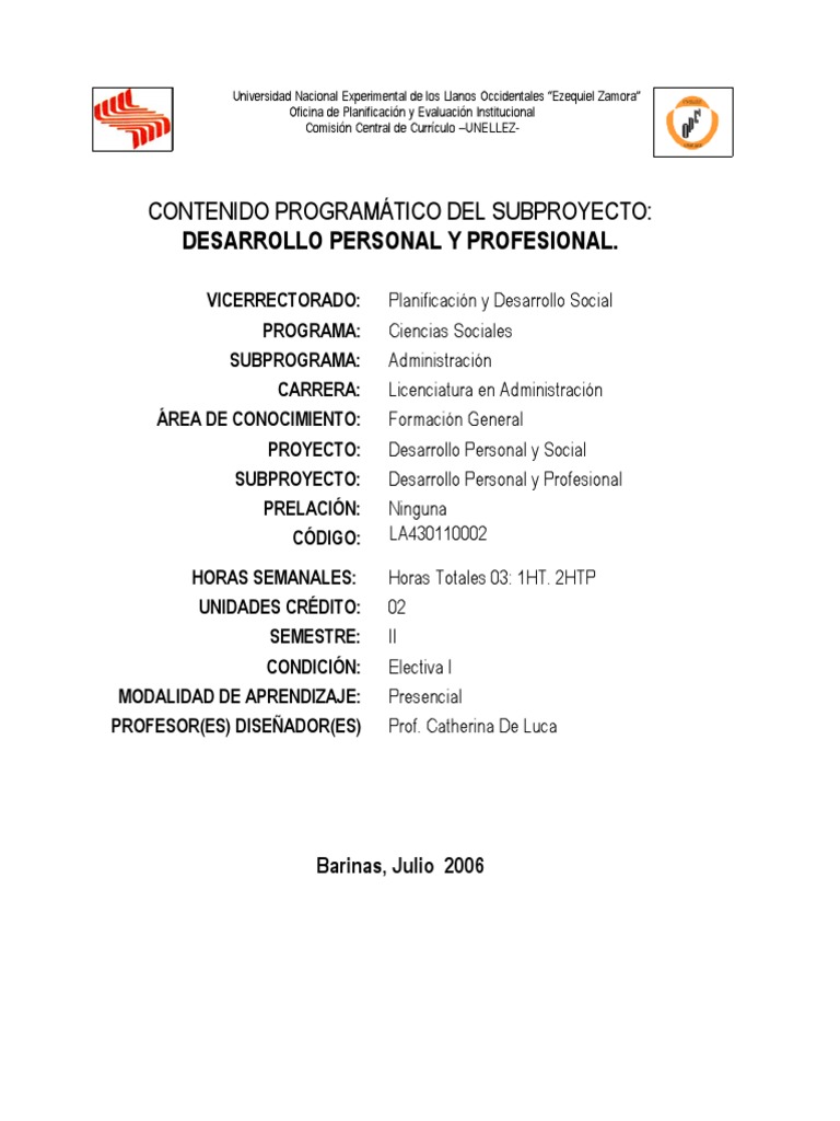Desarrollo Personal y Profesional | PDF | Desarrollo personal | Evaluación