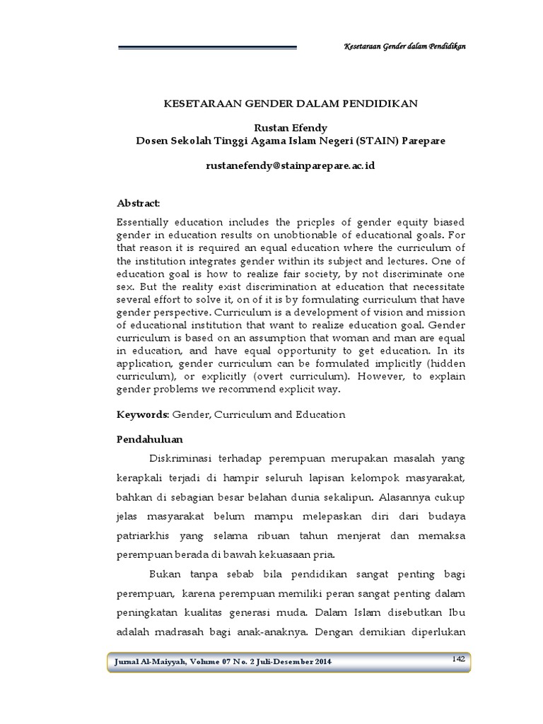 Kesetaraan Gender Dalam Pendidikan Pdf