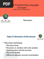 Advanced Programming Language Concepts: Recursion