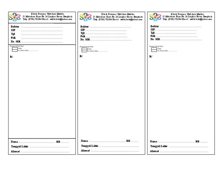 Template Resep Dokter Klinik Well | PDF | Pengembangan Diri | Kesehatan ...