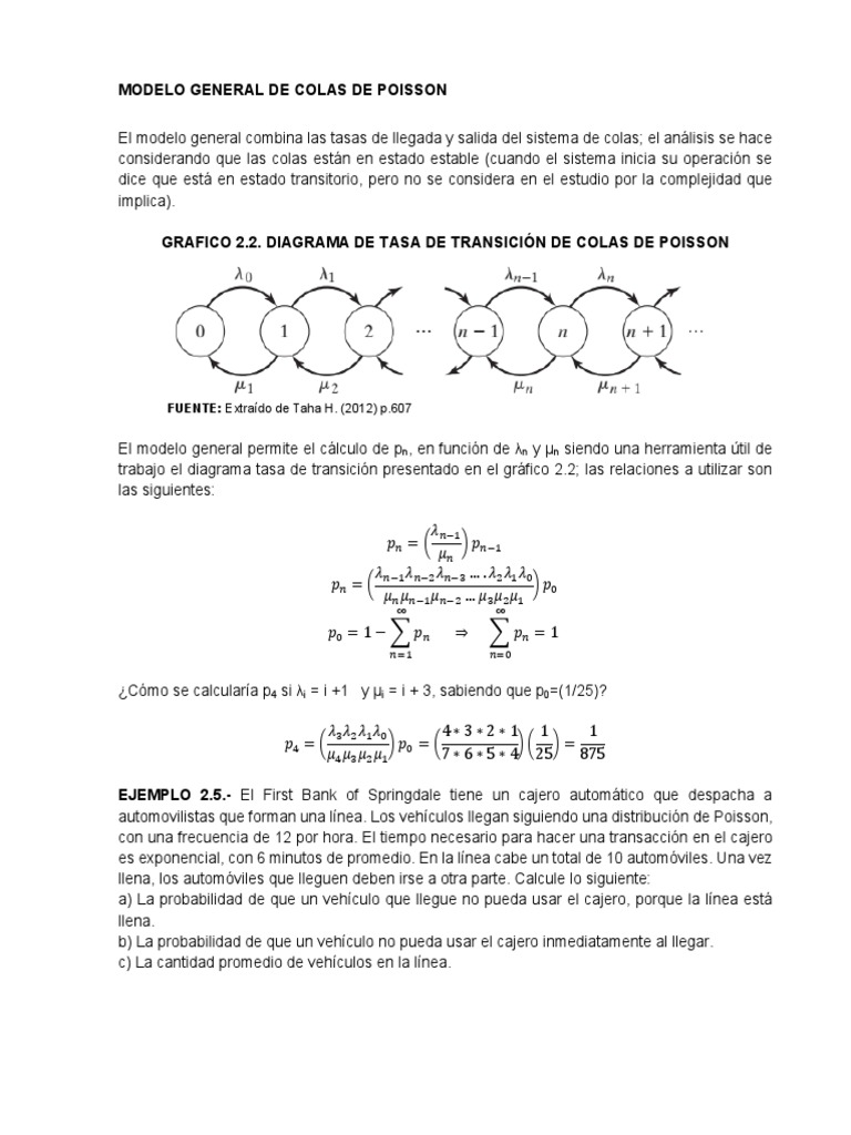 Modelo General de Teoria de Colas de Poisson | PDF | Matemáticas