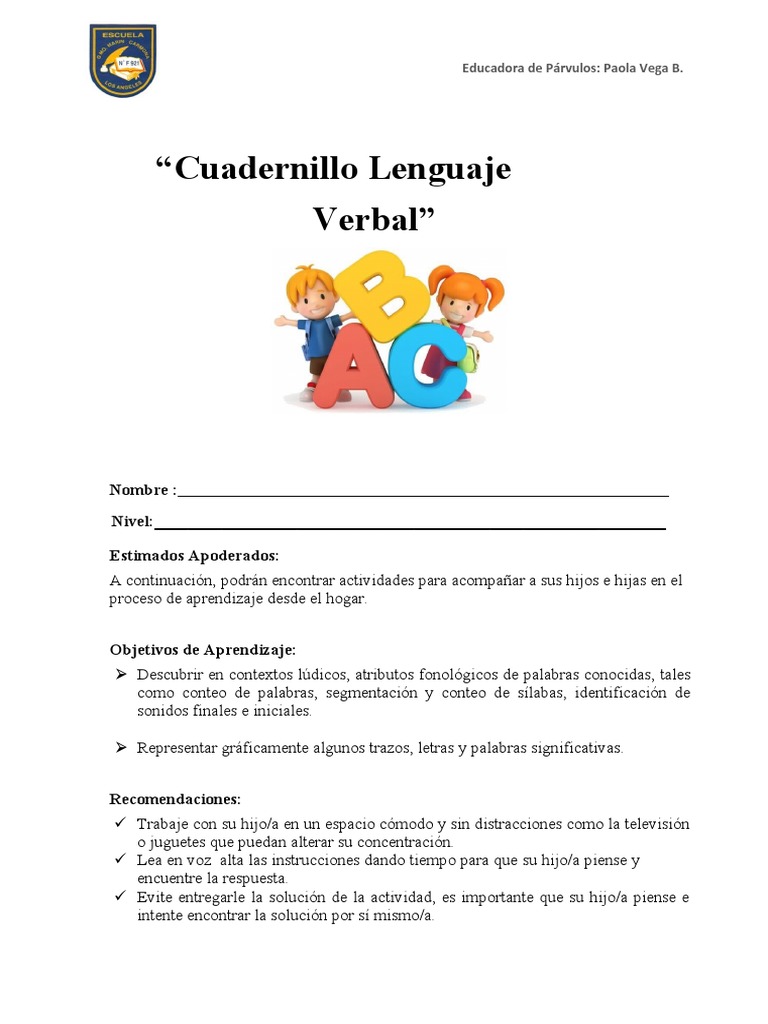 Actividades de Lenguaje para Preescolar | PDF