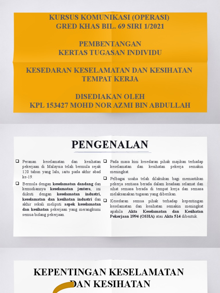 Kesedaran Keselamatan Dan Kesihatan Tempat Kerja Pdf
