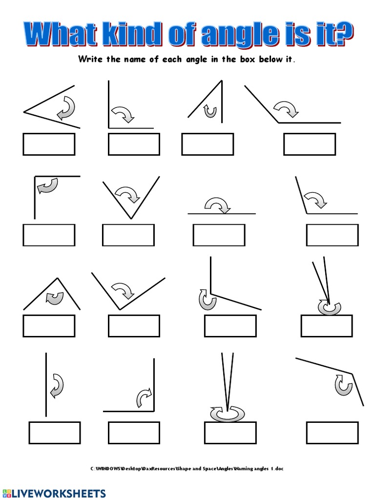 Write The Name of Each Angle in The Box Below It | PDF