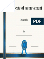 Certificate of Achievement: Presented To