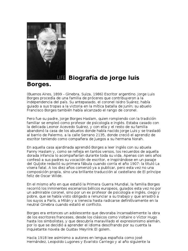 Biografía de Jorge Luis Borges | PDF | Poesía
