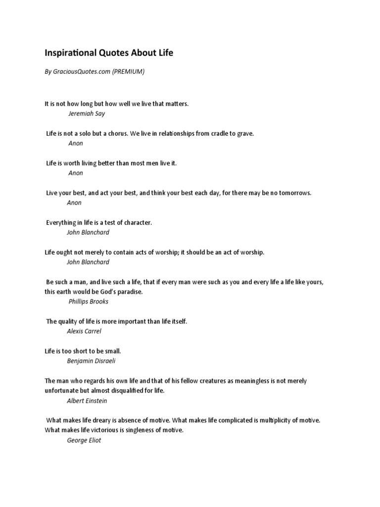 Inspirational Quotes About Life | PDF