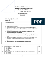 11 TH Cbse PT-2 Question Paper (2021-22)
