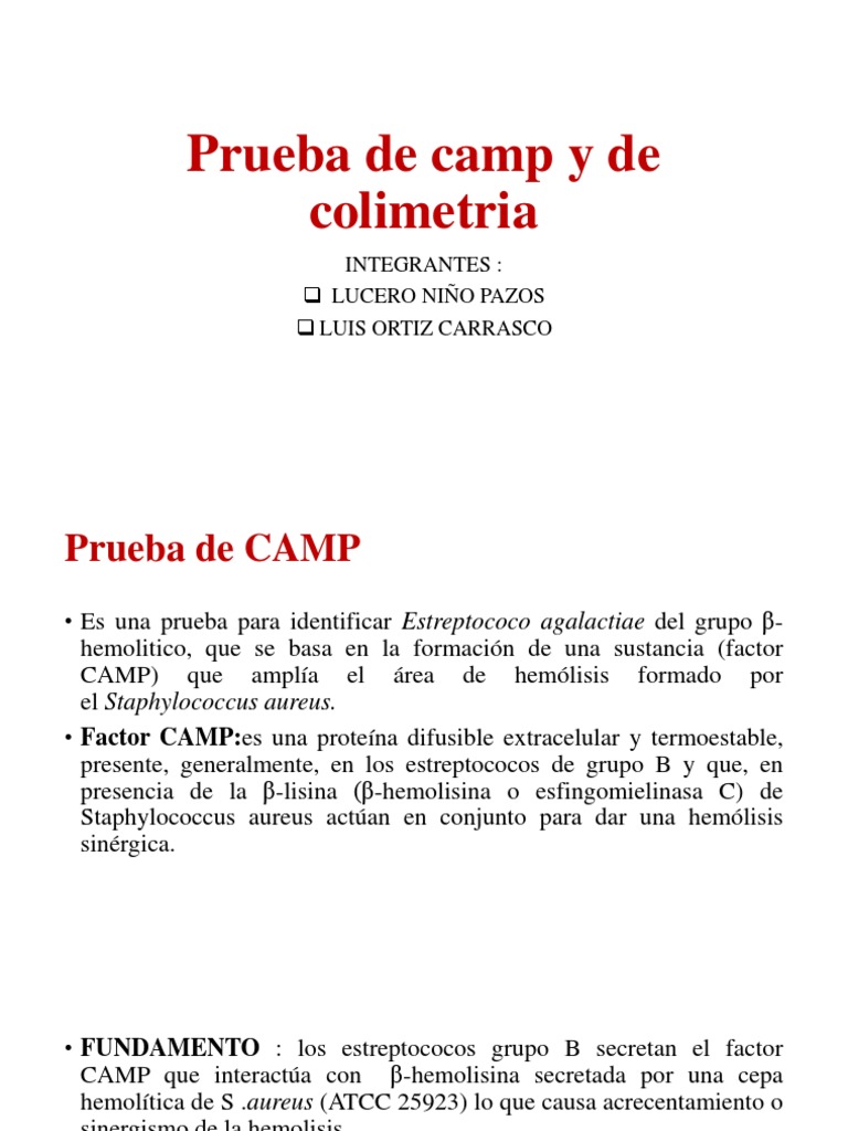 Prueba de CAMP y Colimetría Bacteriana | PDF | Ciencia y matemáticas
